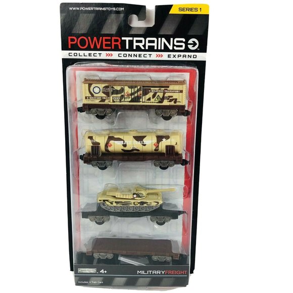 Power Trains 4 Train Cars Military Freight Pack with Removable Tank Series 1 New - Picture 1 of 2